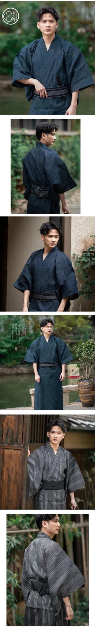 Japanese Traditional Samurai Kimono For Men Yukata Bathing Robe Hekoobi - Maxwell shop