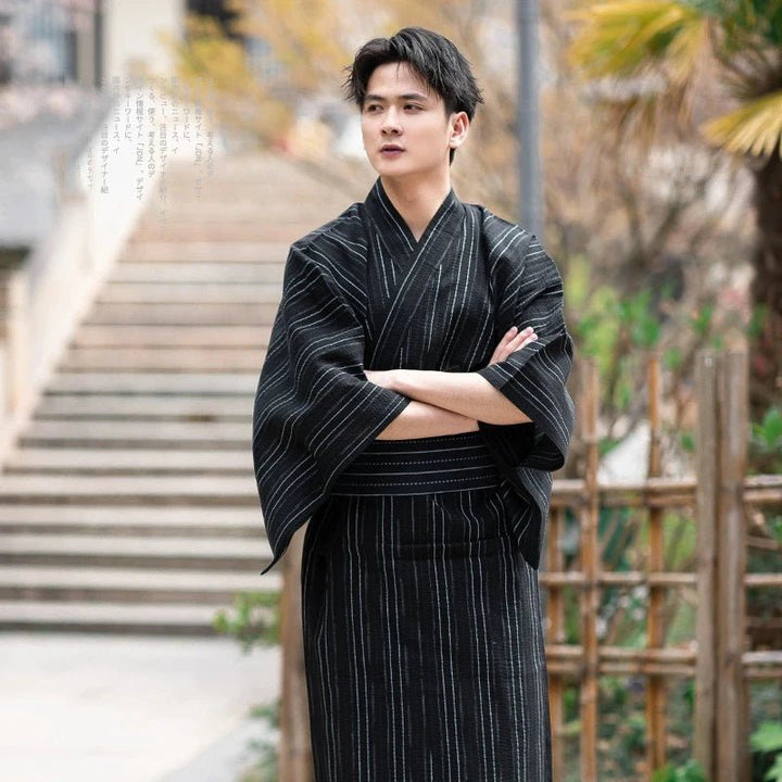 Japanese Traditional Samurai Kimono For Men Yukata Bathing Robe Hekoobi - Maxwell shop