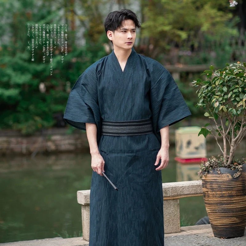 Japanese Traditional Samurai Kimono For Men Yukata Bathing Robe Hekoobi - Maxwell shop
