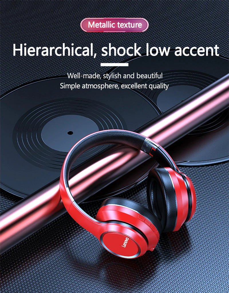 Lenovo HD200 Bluetooth Earphones Over-ear Foldable Computer Wireless Headphones Noise - Maxwell shop
