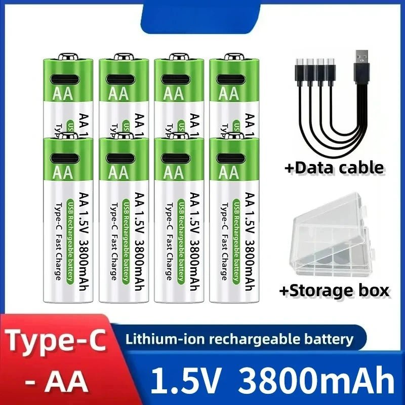 Lithium-Ion Battery Type-C Rechargeable High-Capacity AA&AAA Battery - Maxwell shop