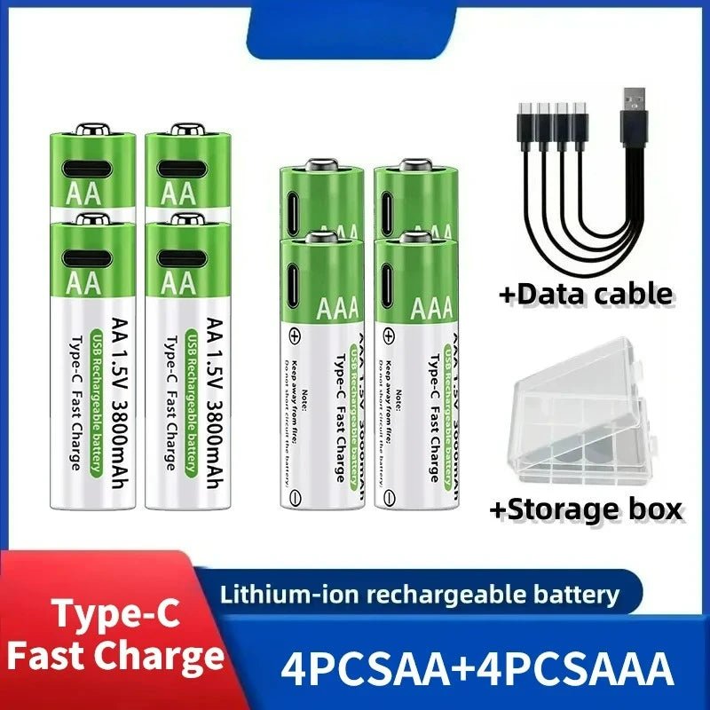 Lithium-Ion Battery Type-C Rechargeable High-Capacity AA&AAA Battery - Maxwell shop