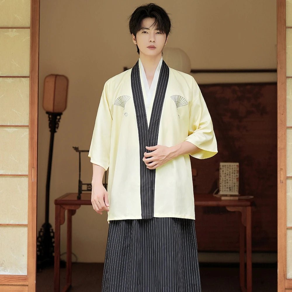 Men Japanese Kimono Yukata 2PCS Suit, Fashion Top & Pants - Maxwell shop