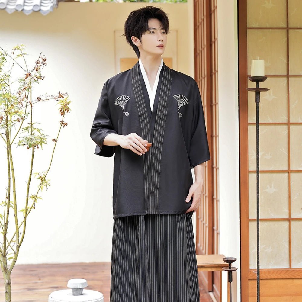 Men Japanese Kimono Yukata 2PCS Suit, Fashion Top & Pants - Maxwell shop