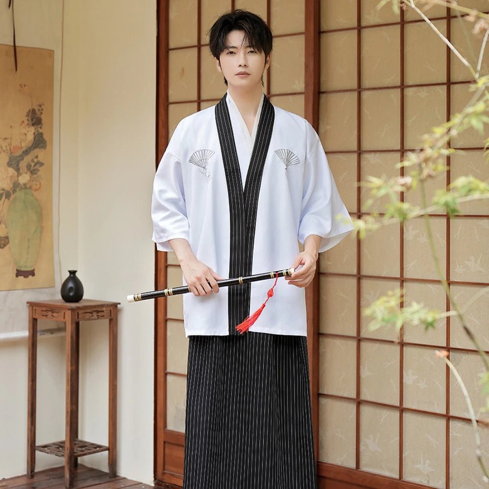 Men Japanese Kimono Yukata 2PCS Suit, Fashion Top & Pants - Maxwell shop