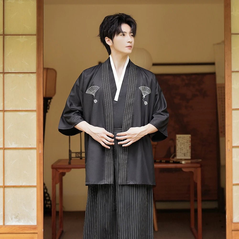 Men Japanese Kimono Yukata 2PCS Suit, Fashion Top & Pants - Maxwell shop