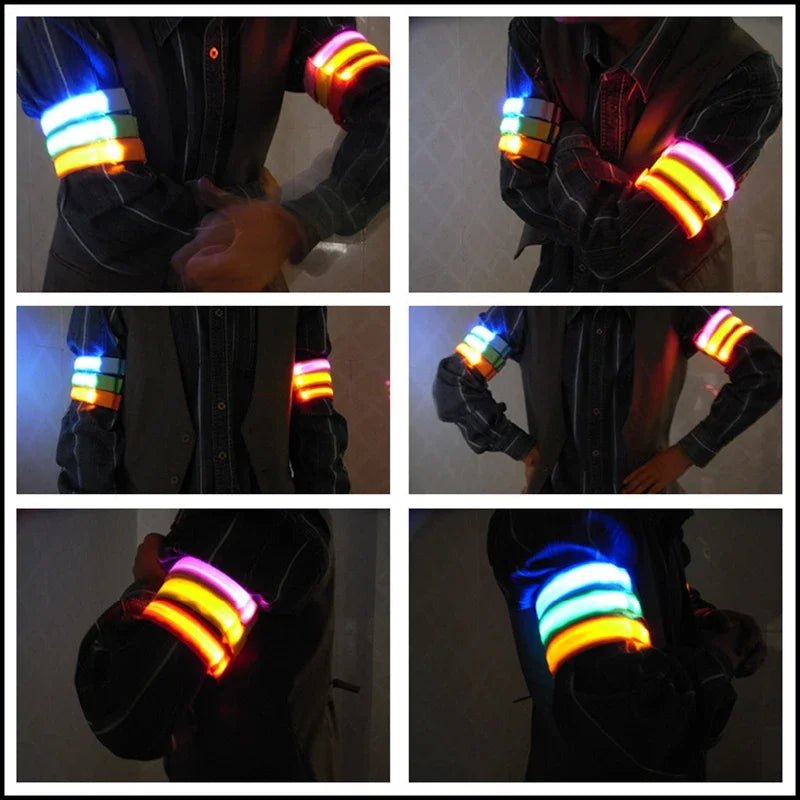 Night Running Armband LED Light Outdoor Sports USB Rechargeable Safety Belt Arm Leg - Maxwell shop