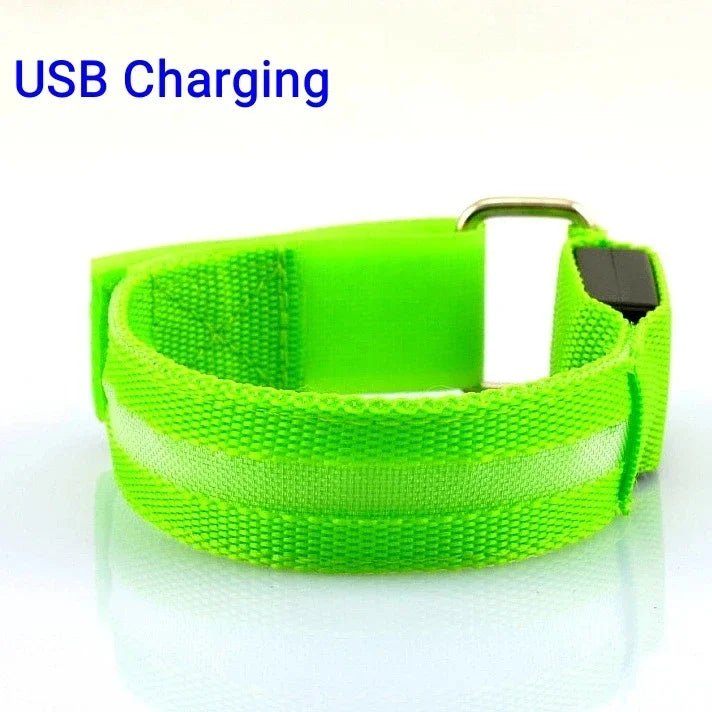 Night Running Armband LED Light Outdoor Sports USB Rechargeable Safety Belt Arm Leg - Maxwell shop