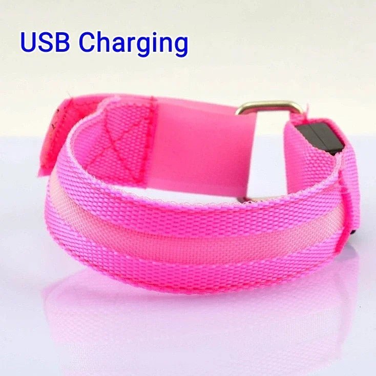 Night Running Armband LED Light Outdoor Sports USB Rechargeable Safety Belt Arm Leg - Maxwell shop