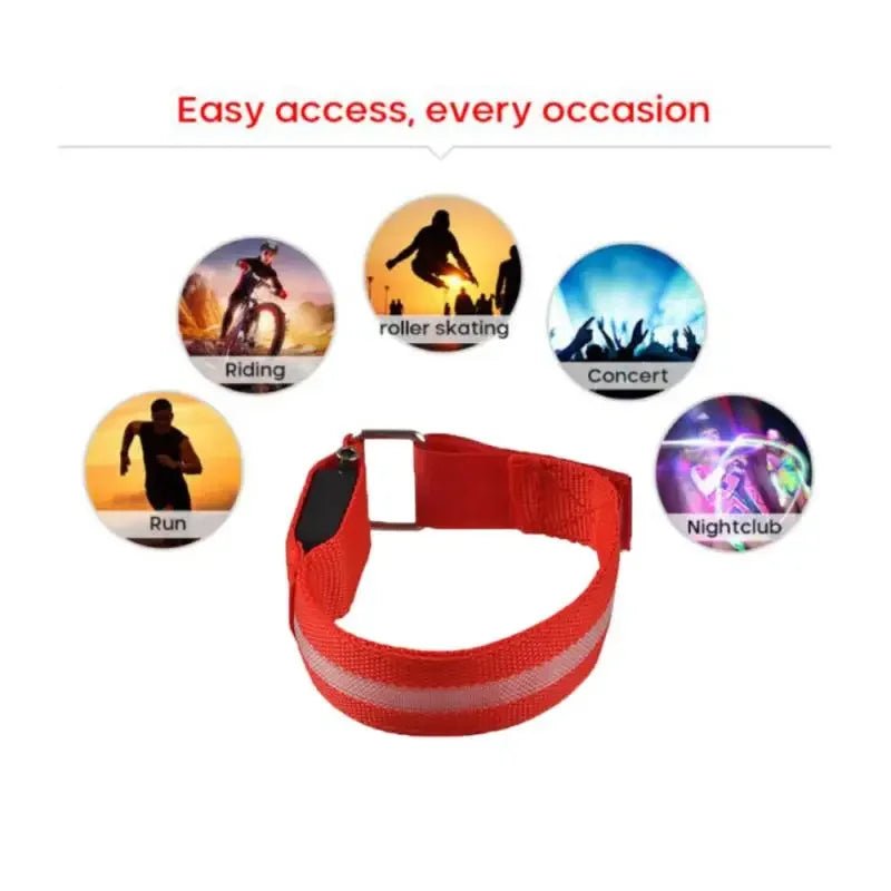 Night Running Armband LED Light Outdoor Sports USB Rechargeable Safety Belt Arm Leg - Maxwell shop