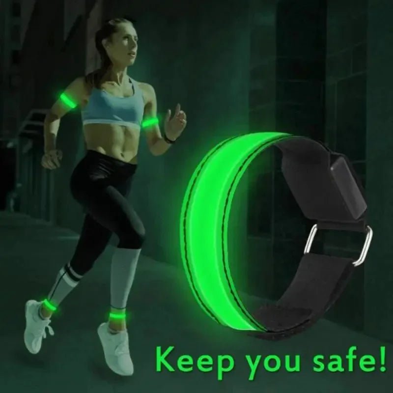Night Running Armband LED Light Outdoor Sports USB Rechargeable Safety Belt Arm Leg - Maxwell shop