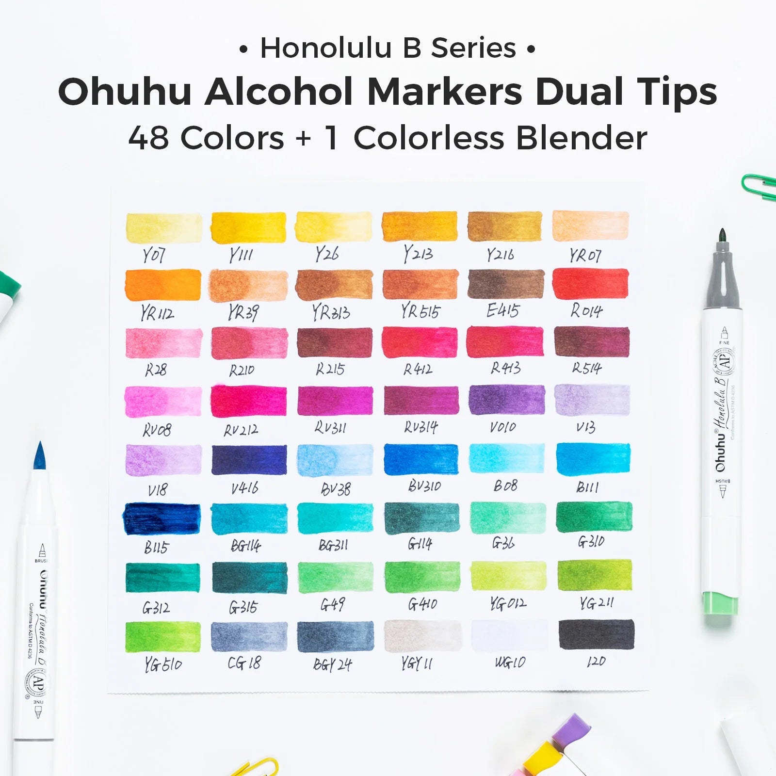 Ohuhu Honolulu B Marker Pen Set Color Markers Alcohol Art Markers Refillable - Maxwell shop