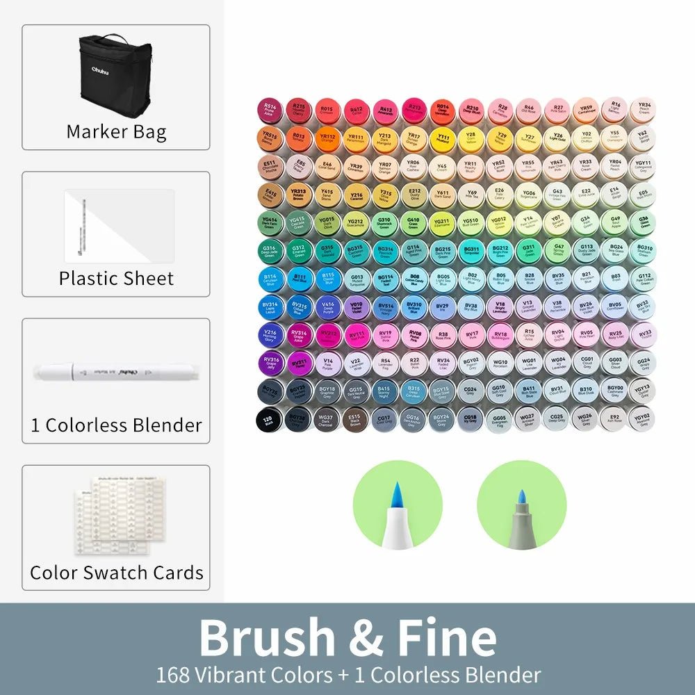 Ohuhu Honolulu B Marker Pen Set Color Markers Alcohol Art Markers Refillable - Maxwell shop