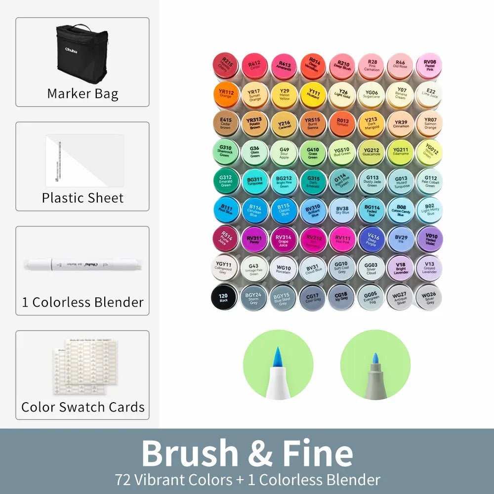 Ohuhu Honolulu B Marker Pen Set Color Markers Alcohol Art Markers Refillable - Maxwell shop