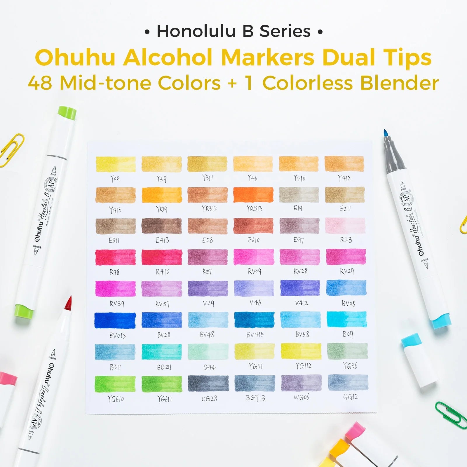 Ohuhu Honolulu B Marker Pen Set Color Markers Alcohol Art Markers Refillable - Maxwell shop