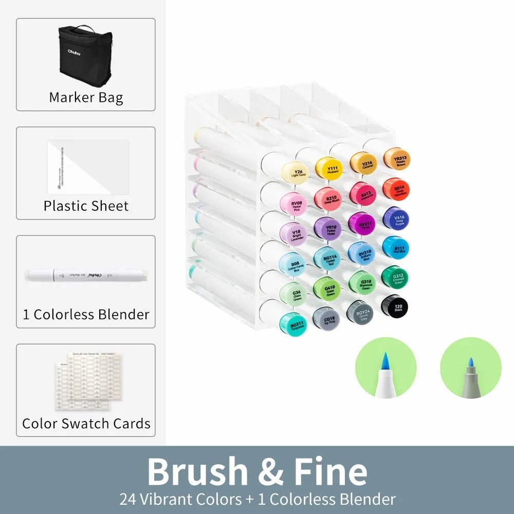 Ohuhu Honolulu B Marker Pen Set Color Markers Alcohol Art Markers Refillable - Maxwell shop
