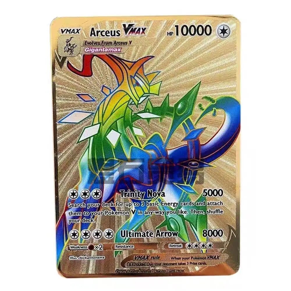 Pokemon Metal Card 10000 Points Arceus Charizard Super Card Golden English Mewtwo - Maxwell shop