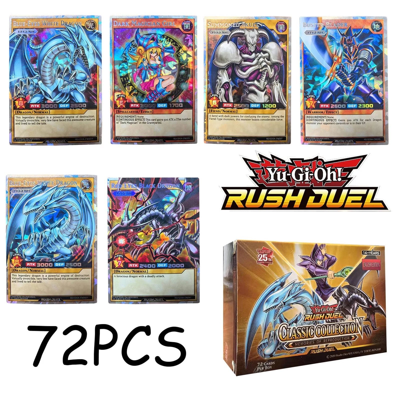 RUSH DUEL DIY 72Pcs New YU GI OH Cards Classical Duel Monster Collection Red Blue - Maxwell shop