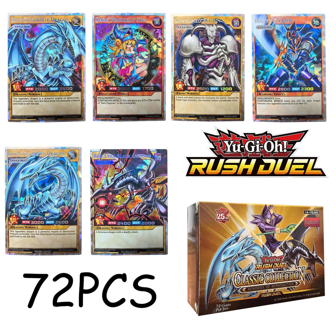 RUSH DUEL DIY 72Pcs New YU GI OH Cards Classical Duel Monster Collection Red Blue - Maxwell shop