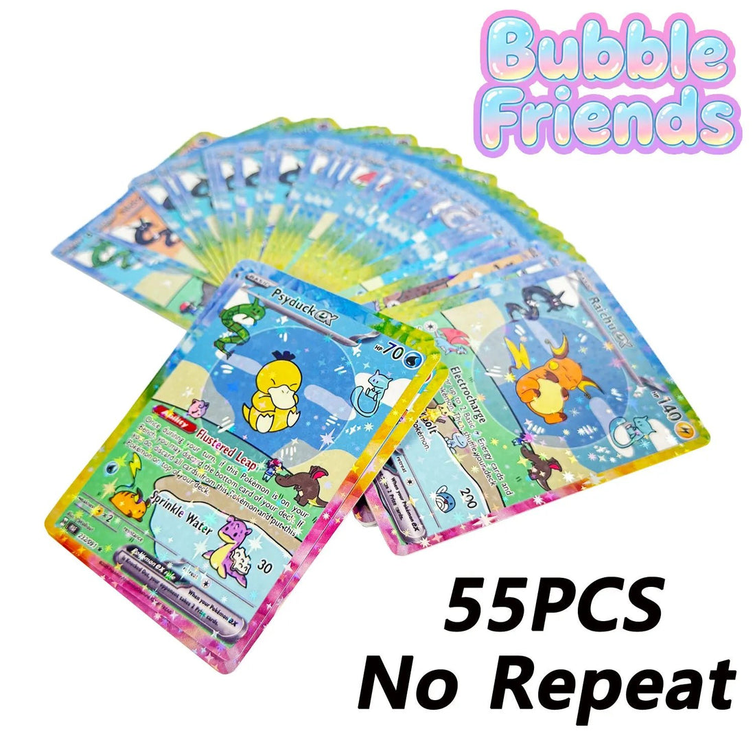 Shiny 55Pcs Cute DIY Card Proxy Pokemon My bubble friends Holographic Anime Version - Maxwell shop