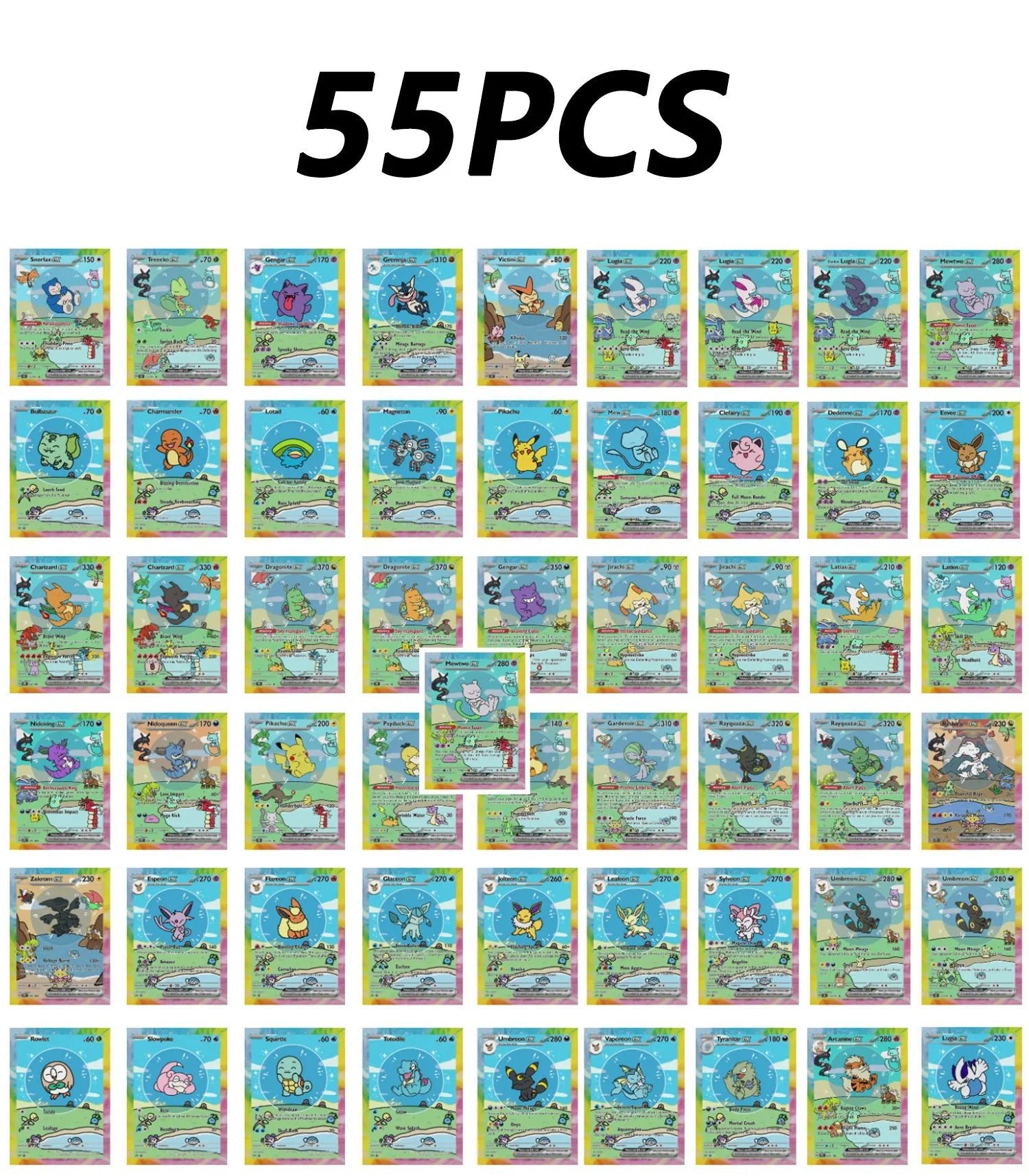 Shiny 55Pcs Cute DIY Card Proxy Pokemon My bubble friends Holographic Anime Version - Maxwell shop