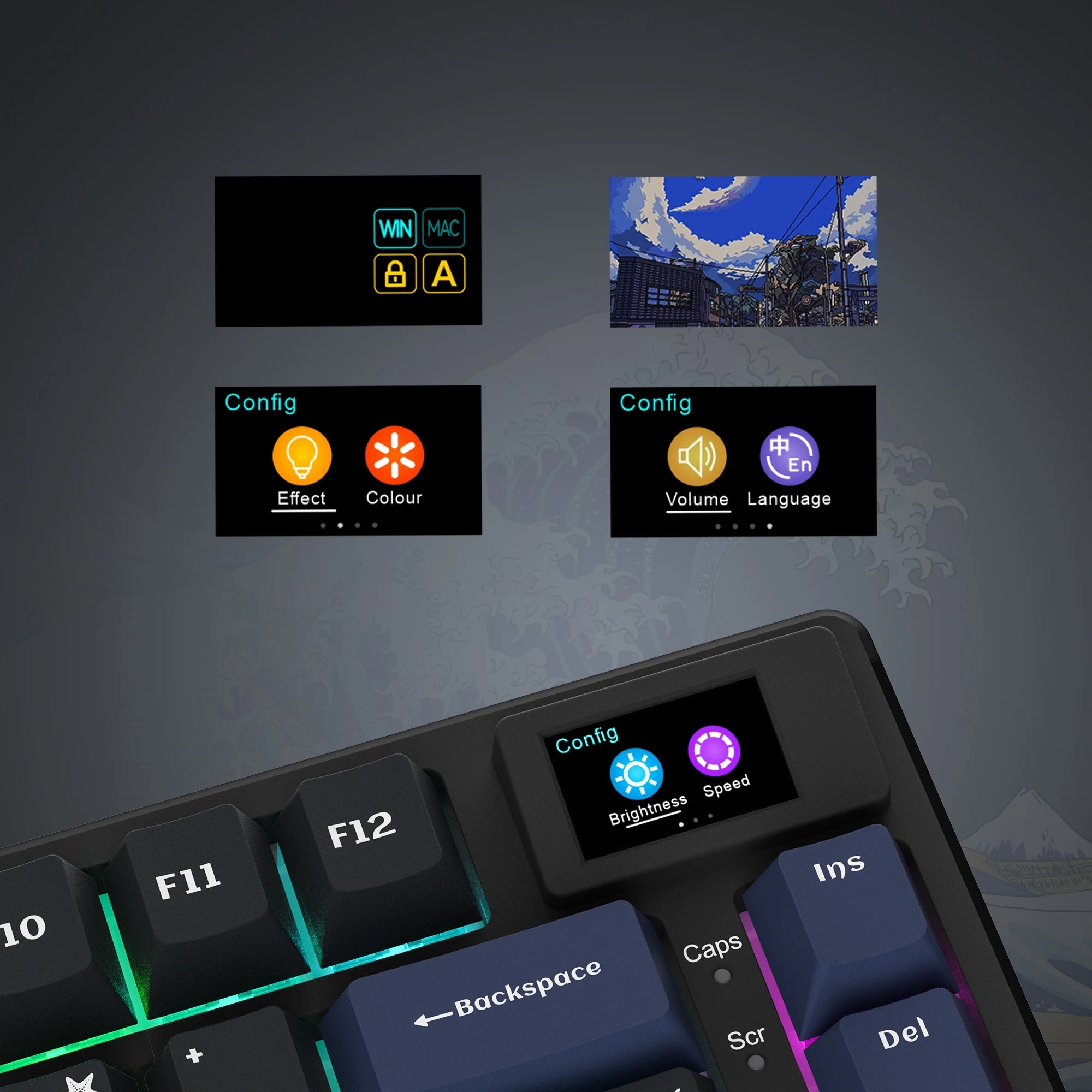Wired Mechanical Gaming Keyboard with OLED Display Full Key Hot-Swappable Pudding - Maxwell shop