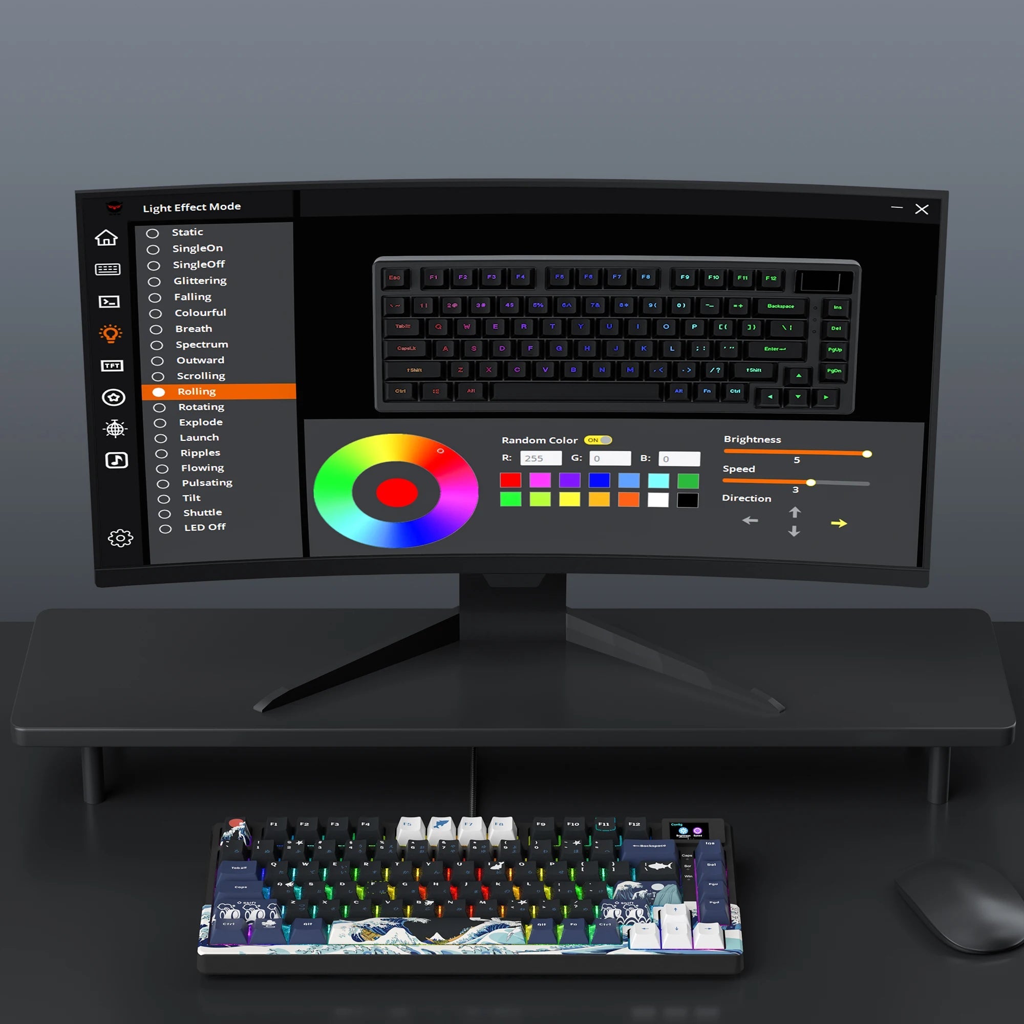 Wired Mechanical Gaming Keyboard with OLED Display Full Key Hot-Swappable Pudding - Maxwell shop