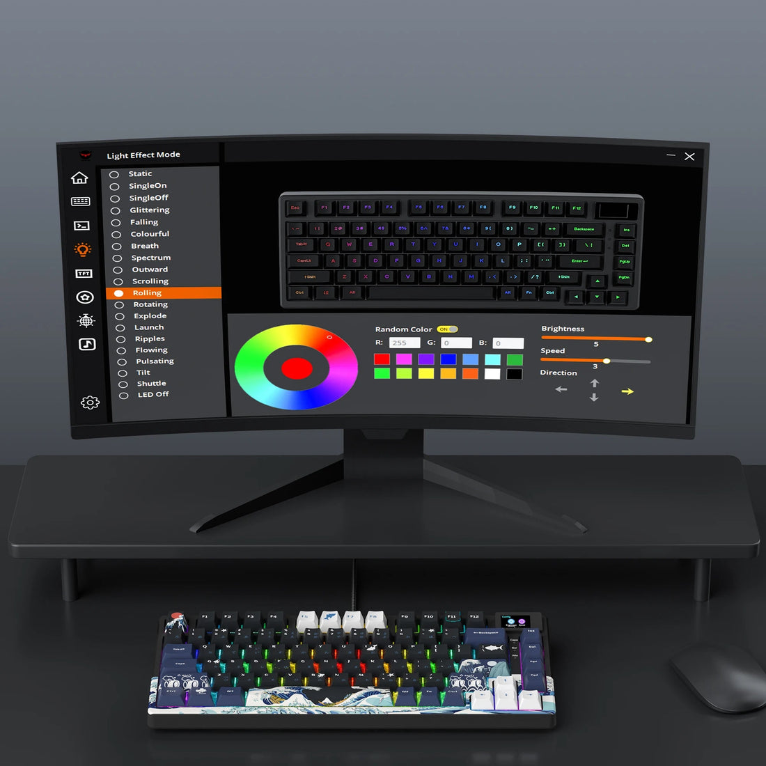 Wired Mechanical Gaming Keyboard with OLED Display Full Key Hot-Swappable Pudding - Maxwell shop
