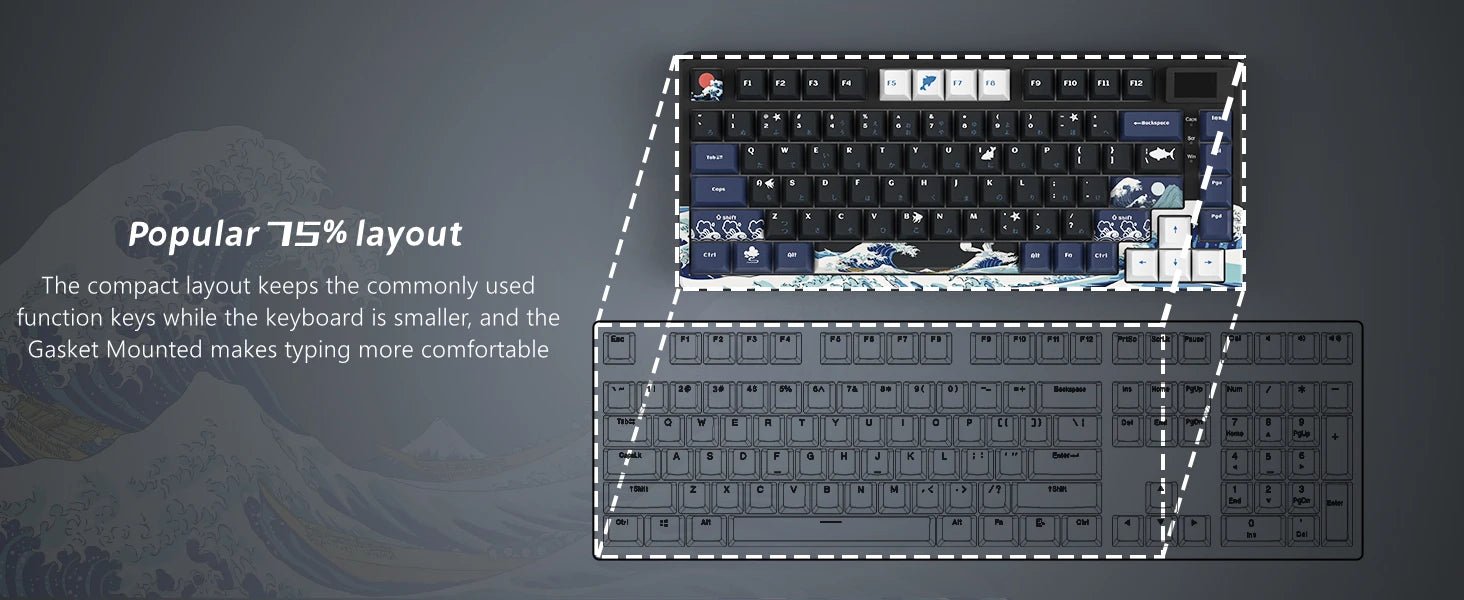Wired Mechanical Gaming Keyboard with OLED Display Full Key Hot-Swappable Pudding - Maxwell shop
