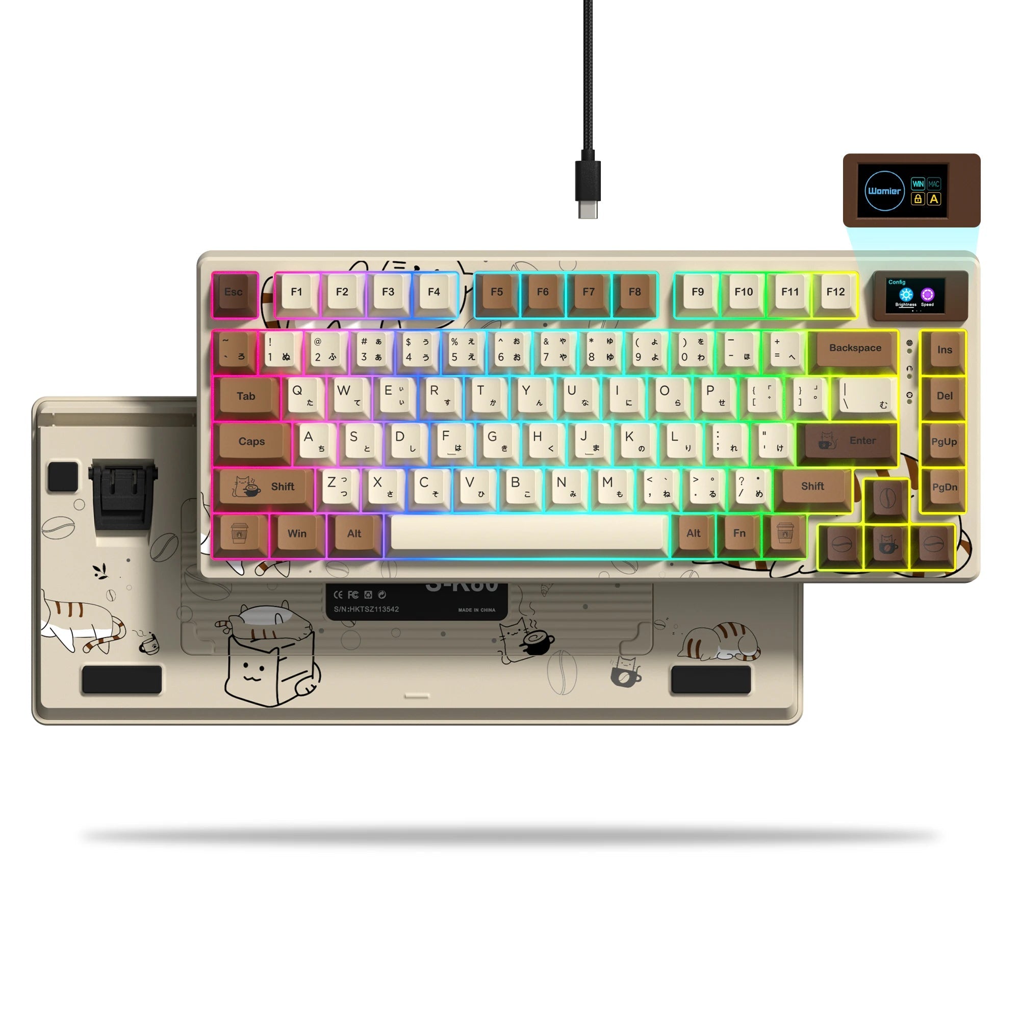 Wired Mechanical Gaming Keyboard with OLED Display Full Key Hot-Swappable Pudding - Maxwell shop
