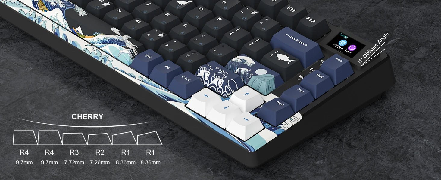 Wired Mechanical Gaming Keyboard with OLED Display Full Key Hot-Swappable Pudding - Maxwell shop