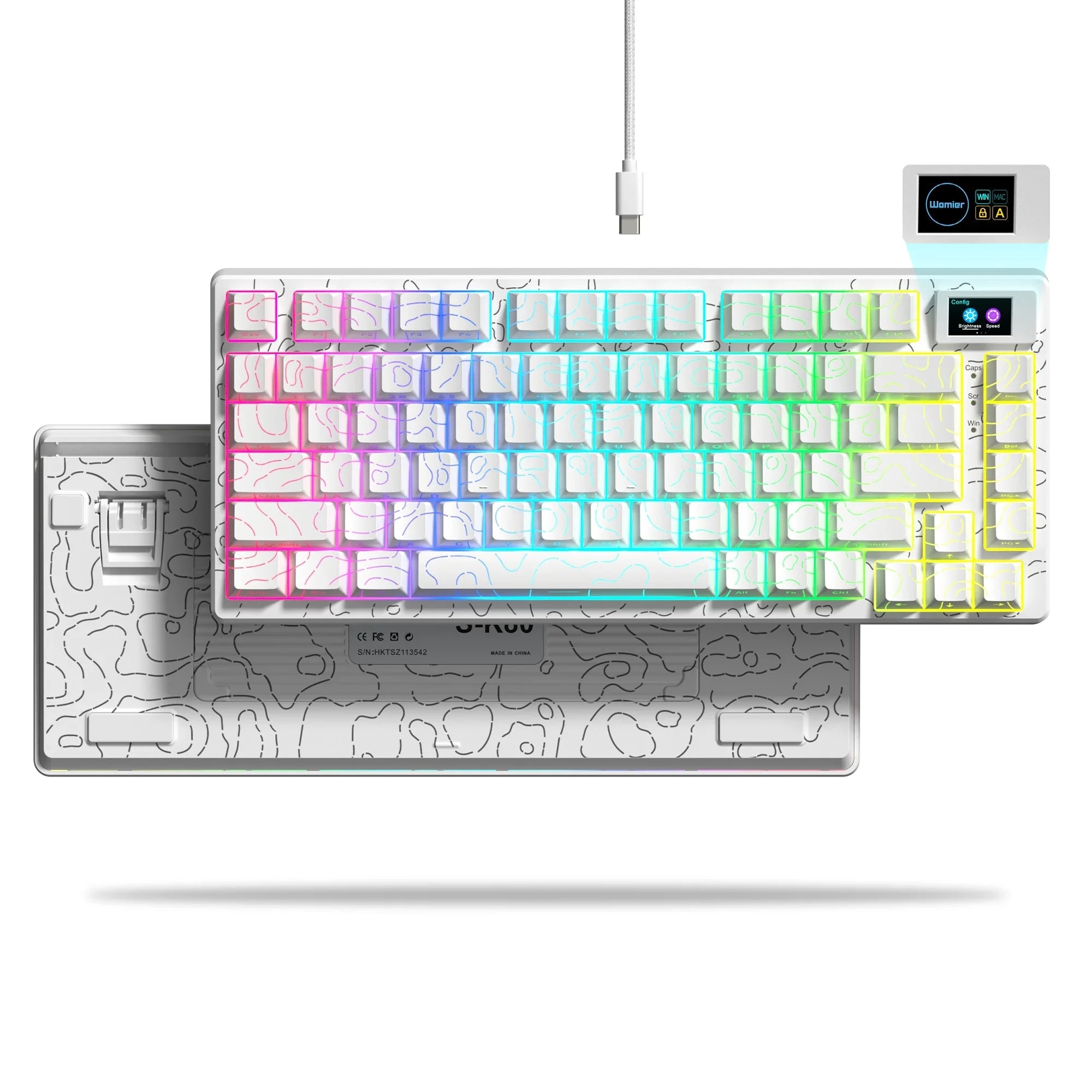 Wired Mechanical Gaming Keyboard with OLED Display Full Key Hot-Swappable Pudding - Maxwell shop