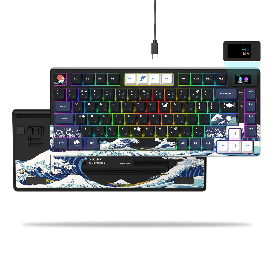 Wired Mechanical Gaming Keyboard with OLED Display Full Key Hot-Swappable Pudding - Maxwell shop