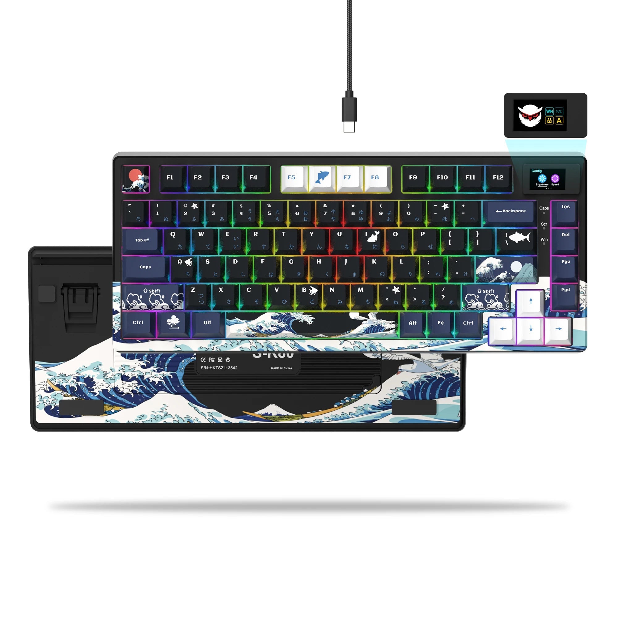 Wired Mechanical Gaming Keyboard with OLED Display Full Key Hot-Swappable Pudding - Maxwell shop