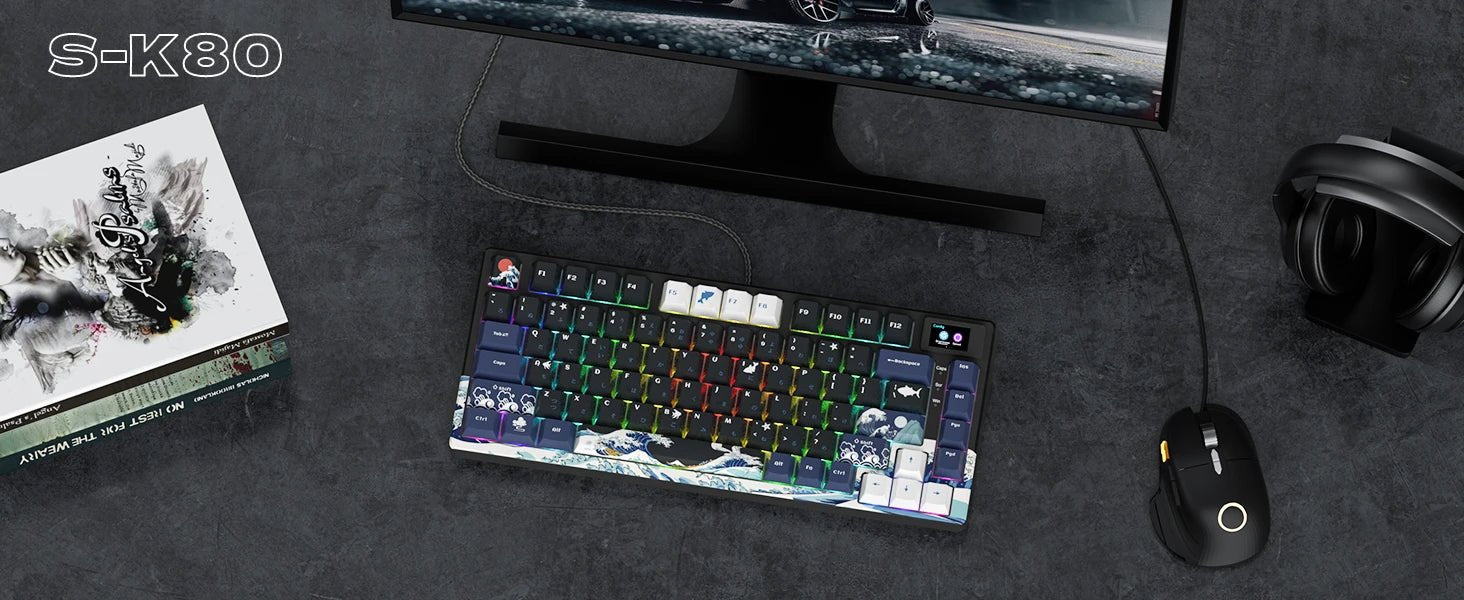 Wired Mechanical Gaming Keyboard with OLED Display Full Key Hot-Swappable Pudding - Maxwell shop