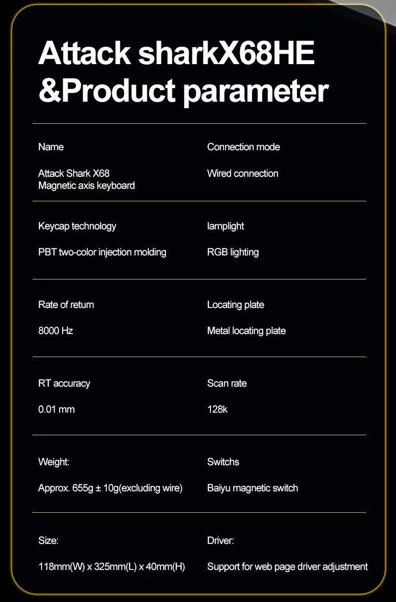 X68HE ATTACK SHARK Magnetic Gaming Keyboard Mechanical Wired for Pro Gaming - Maxwell shop