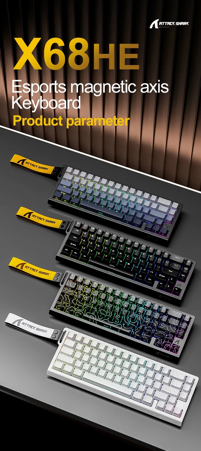 X68HE ATTACK SHARK Magnetic Gaming Keyboard Mechanical Wired for Pro Gaming - Maxwell shop
