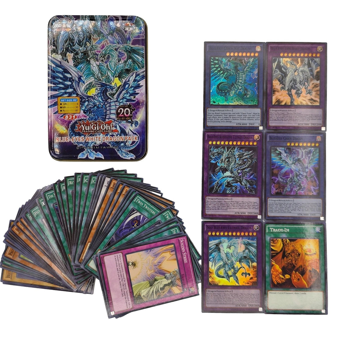 Yu Gi Oh Cards KAIBA PACK 3 Card Deck English TCG Holographic Golden White Dragon - Maxwell shop